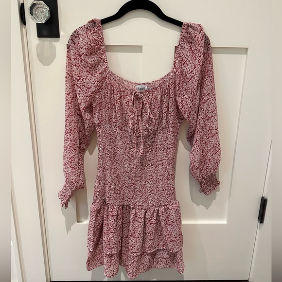 carrillo mini dress princess polly NWT Princess Polly Carrillo Mini Dress Red Floral Long Sleeve Sz 8 Smocked